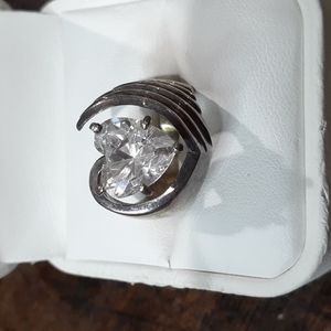 Sterling Silver Vintage Heart CZ Ring